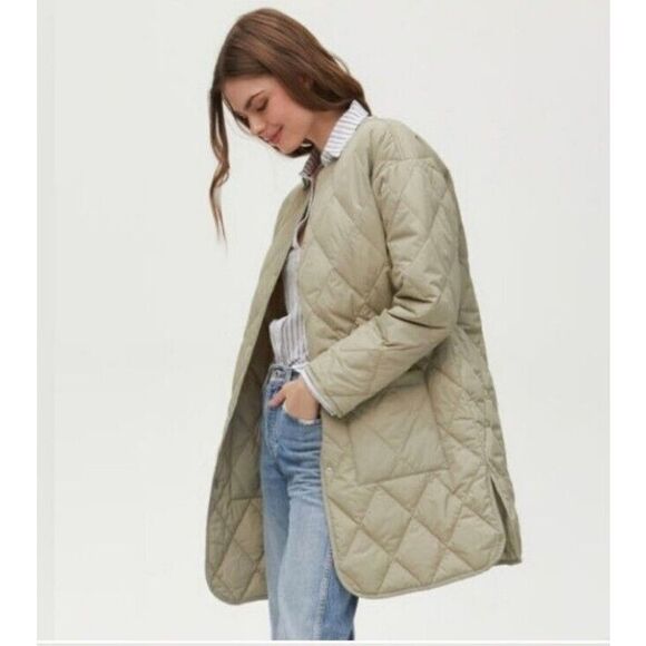 Michael Stars Sonnet Quilted Button Up Jacket Light Olive – New - Picture 3 of 11